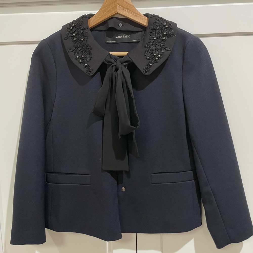 Zara Basic Jacket With Removable Collar Size Xs - image 1